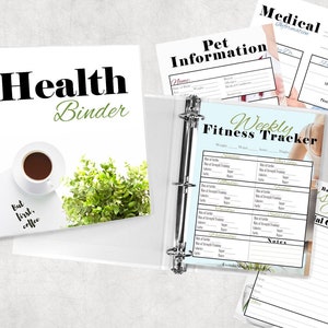 This is a health binder that comes with printables for your medical and dental information, insurance information, a family history list you can fill out, monthly and weekly workout lists, a basic guide to essential oils, etc.