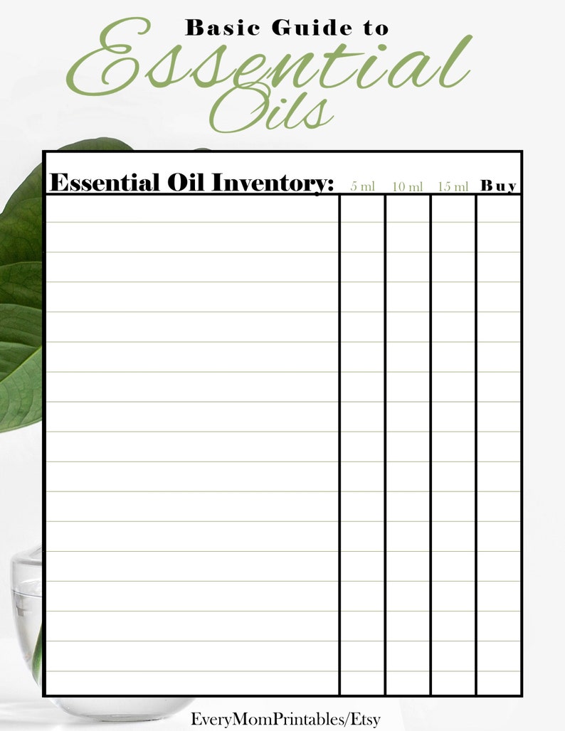 This is one of five pages that comes in the basic guide to Essential Oils set that is included in the Health Binder at Every Mom Printables