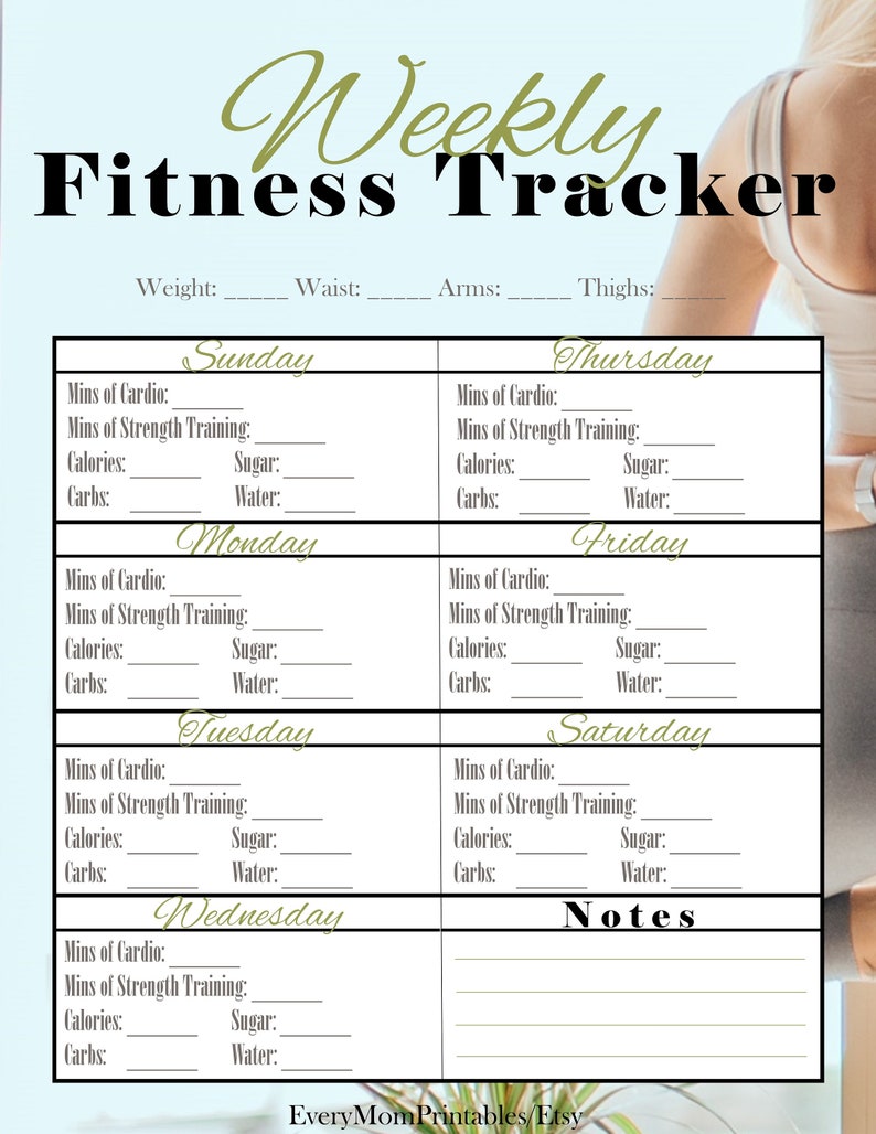 This is a weekly fitness tracker that comes in the Health Binder at Every Mom Printables