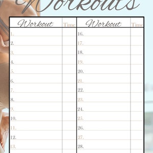 This is a monthly workouts printable that comes in the Health Binder at Every Mom Printables