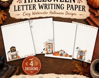 Papier do pisania listów na Halloween, papeteria na Halloween do druku, papier do pisania na długopis