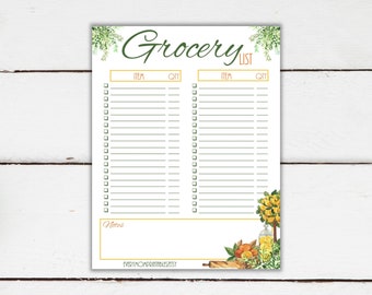 Grocery List Printable ~ Grocery List Template ~ Shopping List Printable ~ Shopping List Template ~ Letter and A5 Sized