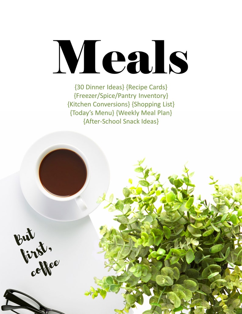 Cover page for the meal binder
