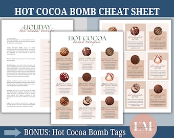 Hot Cocoa Bomb Recipes: Cheat Sheet & Gift Tags (Digital Download)