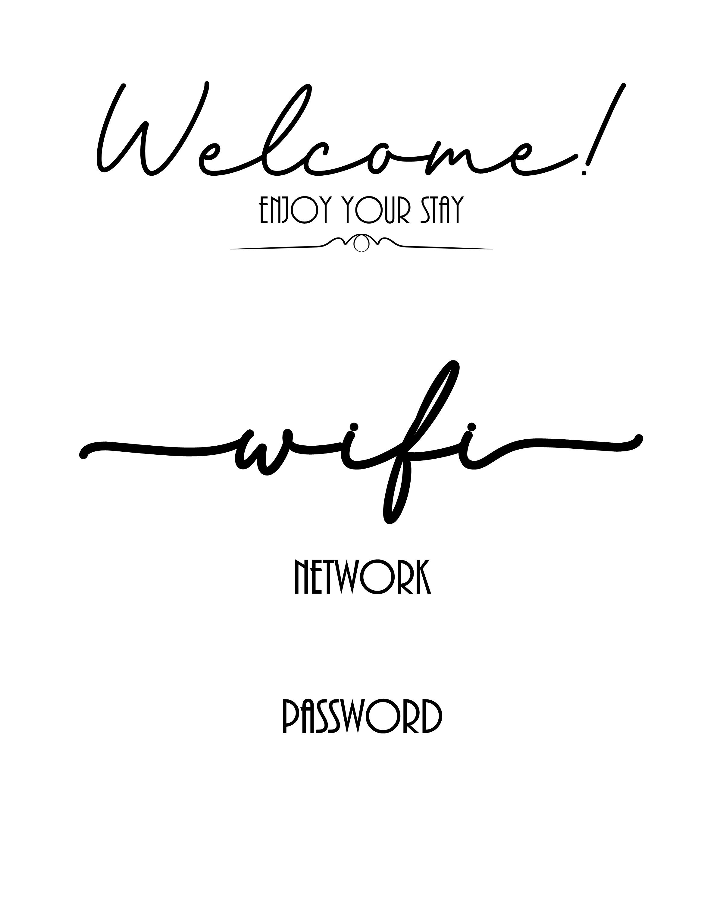 Wifi Password Sign Printable Download Fillable Wifi Password Etsy
