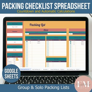 Packing Checklist Spreadsheet, Google Sheets, Digital Packing List, Packing Google Sheet, Travel Pack List, Family Packing List, Vacation