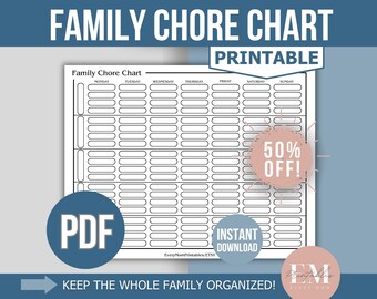 Family Chore Chart PDF ~ Chore Chart Printable Family ~ Family Chore List ~ Adult Chore Chart ~ Weekly Chore Chart ~ Responsibility Chart