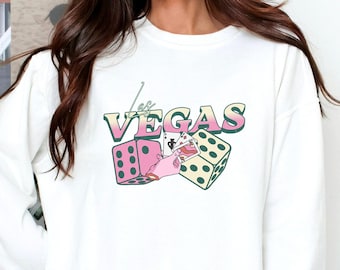 Sudadera retro de Las Vegas, sudadera con cuello redondo Feelin' Lucky Vegas, jersey holgado de Las Vegas, suéter retro de Las Vegas, sudadera con capucha retro de Las Vegas