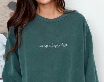 Sudadera Sun Rays Happy Days, sudadera Sunshine Crewneck, sudadera Beach Sunshine, sudadera de salud mental, regalo para ella, sudadera estética de moda para la playa