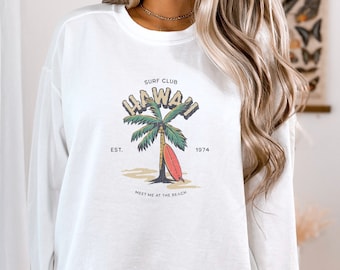 Sudadera Hawaii Surf Club, sudadera de cuello redondo Hawaii Surf Club, sudadera Hawaii de gran tamaño, sudadera de surf, jersey de surf, suéter Hawaii