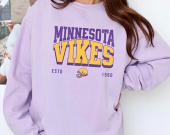 Sudadera de los Minnesota Vikings, sudadera de cuello redondo de los Vikings, jersey de los Minnesota Vikings, suéter de los Vikings, sudadera Skol, sudadera de fútbol de los Vikings