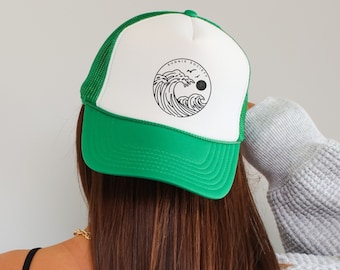 Sombrero retro de camionero de verano, sombrero de béisbol retro del océano, sombrero de camionero de Ocean Beach, sombrero de camionero Ocean Waves, sombrero de camionero Vintage Ocean Wave