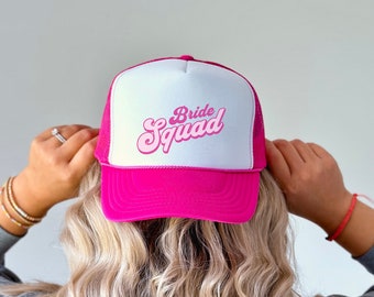 Retro Bride Squad Trucker Cap, Bride Squad Trucker Hat, Bachelorette Trucker Hat, Bachelorette Hat, Adjustable Bride Squad Baseball Cap