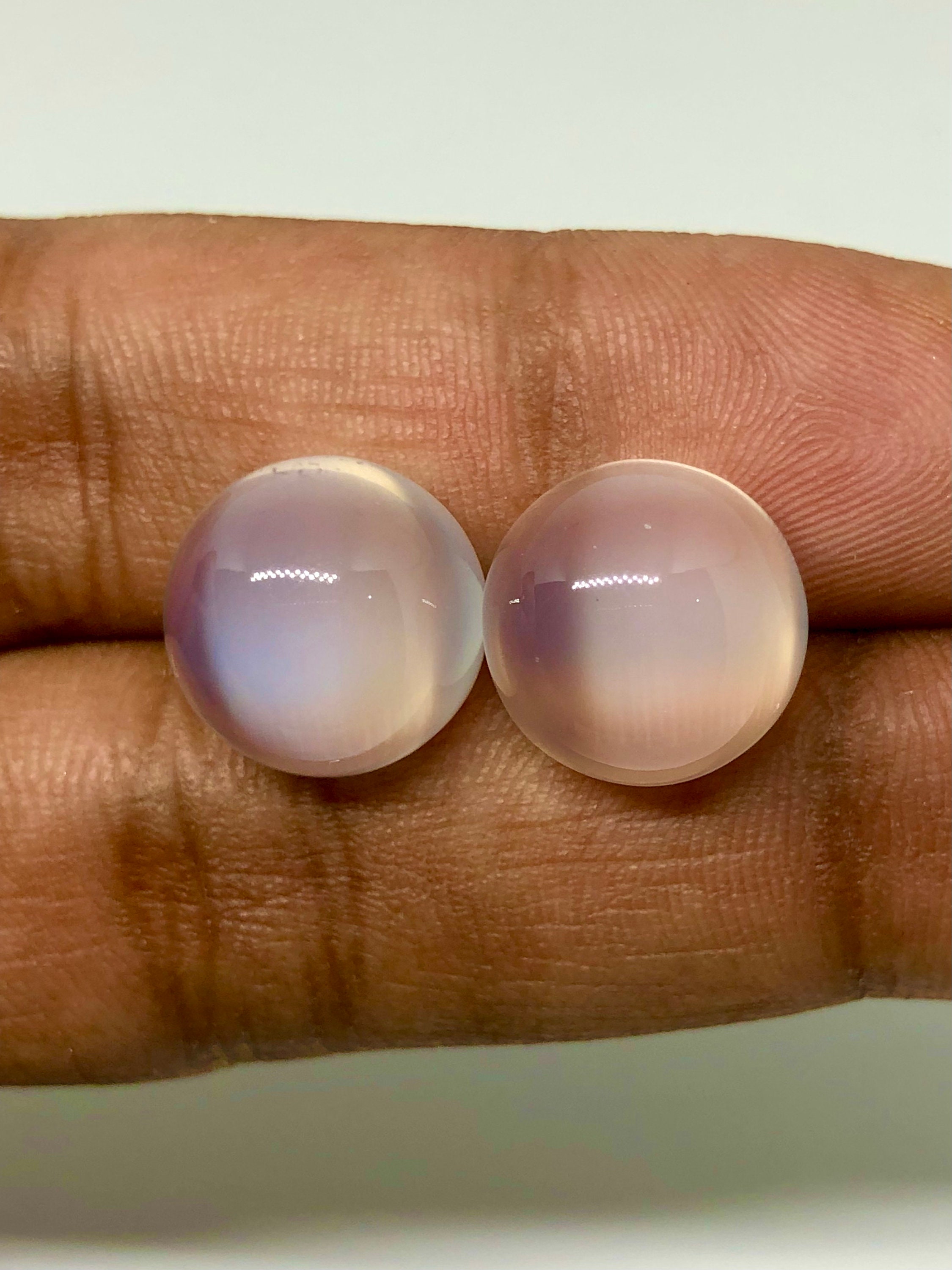 Natural White Moonstone Cabochon Pair... Round Shape Cabochon Etsy