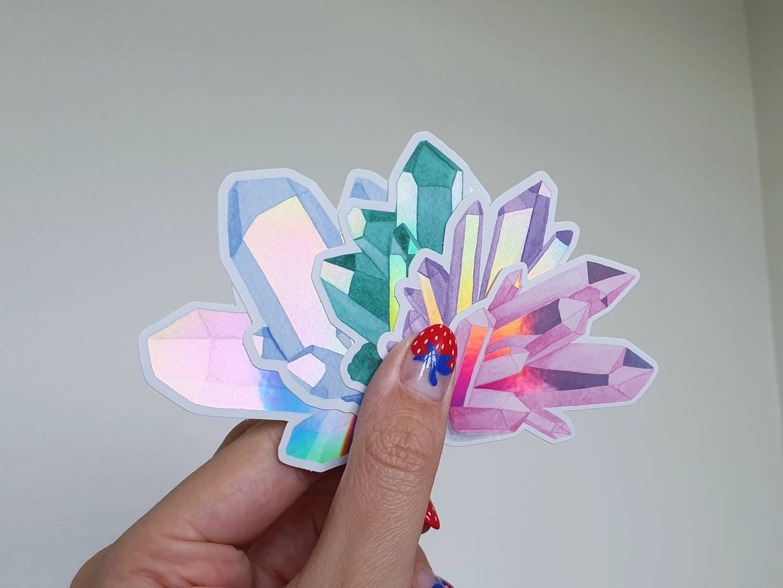 Set of 5 holographic crystal vinyl stickers Etsy