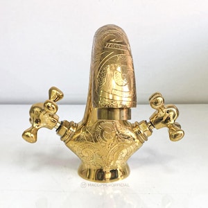 Bathroom Brass Faucet, Farmhouse Bathroom Faucet , Handcrafted Single Hole Faucet Unlacquered Brass Vintage sink Faucet Antique sink Faucet