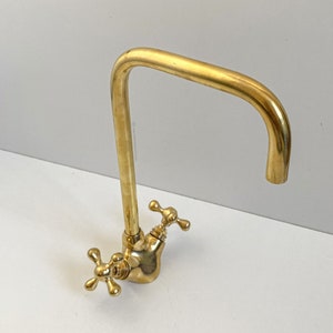 Unlacquered Brass Bathroom Faucet kitchen Sink brass Faucet Brass Vintage Faucet Hot and Cold water Outdoor sink Faucet made Vanity Faucet