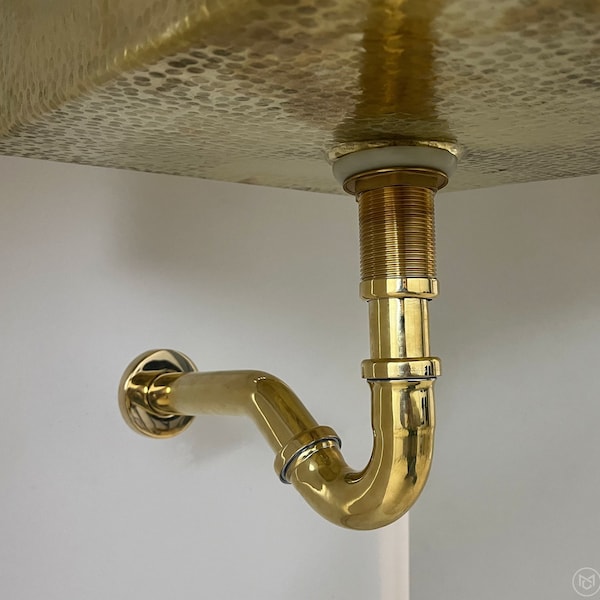 Brass Bathroom Basin Sink P Trap Waste Pipe Unlacquered Brass Pop Up Drain Bathroom Sink Drain Stopper Basin Sink Waste Drain P Trap Kit