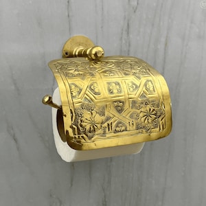 Porta carta igienica in ottone Porta rotolo carta igienica in ottone non laccato per bagno Porta rotolo carta igienica a parete in ottone per accessori da bagno