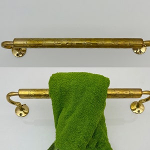 Brass Towel Bar For Bathroom Towel, Engraved Bathroom Towel Rack Brass Towel Bar, Brass wall mounted Towel Rack, Brass Bathroom Accessories