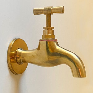 Small Wall water tap, Unlacquered Brass water Spigot, garden water tap, antique vintage faucet, wall mount taps, Traditional faucet bathroom