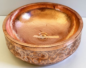 Round Copper Vessel Sink Bathroom Sinks Above Counter Bathroom Vessel Sinks Unlacquered Copper Round Bathroom Sink Counter top Sink Bathroom