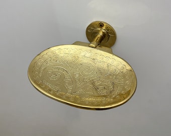 Jabonera de pared de latón para ducha. Jabonera de pared de latón sin lacar, hecha a mano y de estilo vintage. Accesorios de latón hechos a mano.