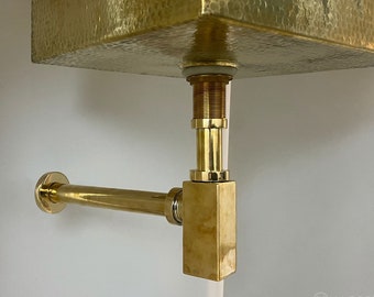 Solid Brass Bathroom Sink Stopper P-Trap Complete Set Adjustable Bottle Trap Solid Brass Sink Drain Kit Tube and Pop Up Drain Stopper Set