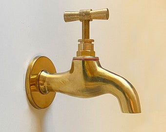 Small Wall water tap, Unlacquered Brass water Spigot, garden water tap, antique vintage faucet, wall mount taps, Traditional faucet bathroom