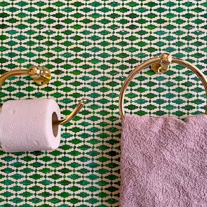 Handdoekhouder van messing, Messing rolhouder voor badkamer, Handgemaakte messing toiletrolhouder, Toiletrolhouder, Handdoekring, Badkamerhouders afbeelding 2