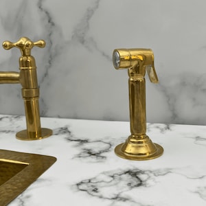Brass Kitchen Hand Sprayer Unlacquered Brass Side Sprayer Handheld brass sprayer Kitchen Faucet Sprayer with Hose Kitchen Sink Side Sprayer