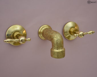 Grifo de pared de latón para baño, grifo para lavabo de montaje en pared, incluye válvula áspera, grifos montados en la pared para baño, lavandería, restaurante