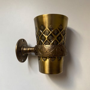 Handgefertigter Zahnpastahalter aus Bronze, Halter für Make-up-Pinsel und Rasierer im antiken Stil, Badezimmer-Arbeitsplatten-Wandhalterung, Tassen-Organizer aus geölter Bronze