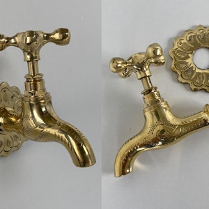 Handcrafted brass watertap, wall brass tap ,wall mount faucet, Water Spigot ,brass wall mounted tap ,outdoor wall tap ,farmhouse wall faucet