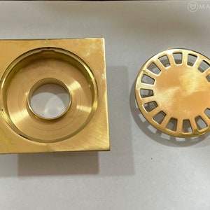 Unlacquered Brass Floor Drain Square with Removable Cover, Simple Farmhouse Bathroom Floor drain, Handcrafted Outdoor Floor Drain Shower