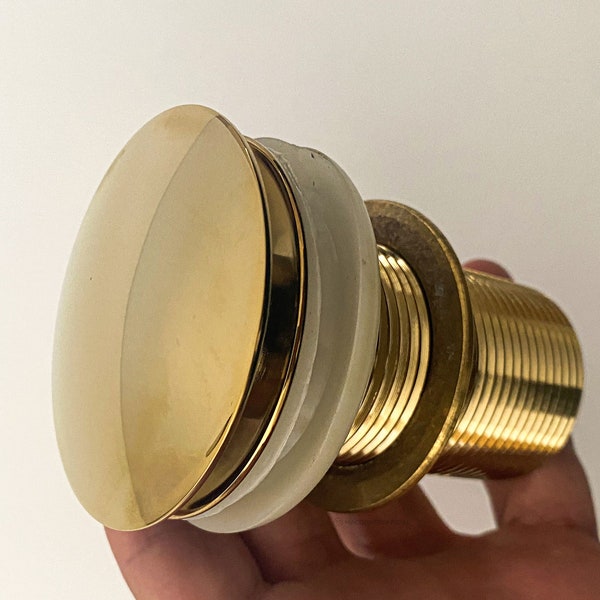 Unlacquered brass sink drain Solid Brass Drain Pop Up Drain Bathroom Sink Drain Stopper with Overflow Vessel Sink Drain