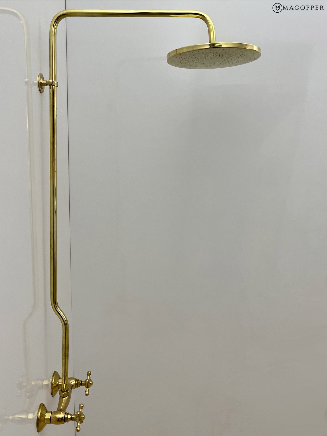 Antique Brass Exposed Pipe Shower System, Brass Shower Faucet Sets ...