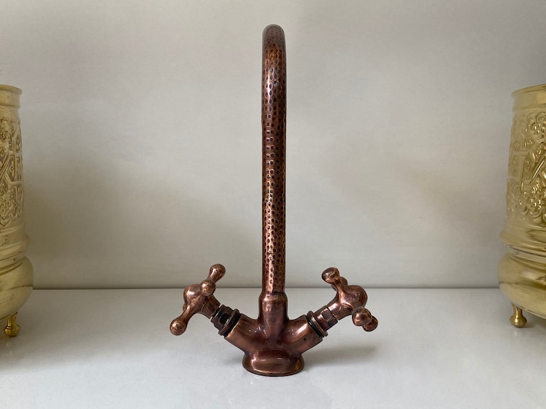 Copper Finish Gooseneck Kitchen Faucet Handcrafted Vintage Etsy