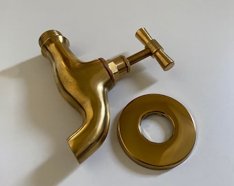 Kleine Wandarmatur aus Messing, Wasserhahn für Badezimmer im Landhausstil, Gartenarmaturen, Außenwandarmaturen, Einhebelmischer, Waschbeckenarmaturen