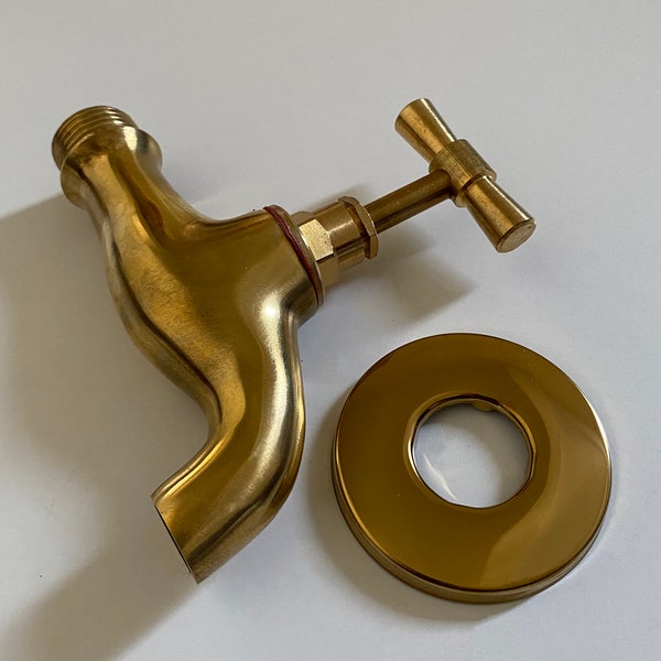 Brass Small Wall Water Tap , Farmhouse Bathroom Spigot , Garden Taps , Outdoor Wall water taps , Single Handle Small Faucet , Sink Faucets
