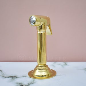 Unlacquered Brass Kitchen Faucet Side Sprayer Deck Mount Kitchen Faucet Sprayer with Hose and valve Antique Brass Side Pull Down Sprayer