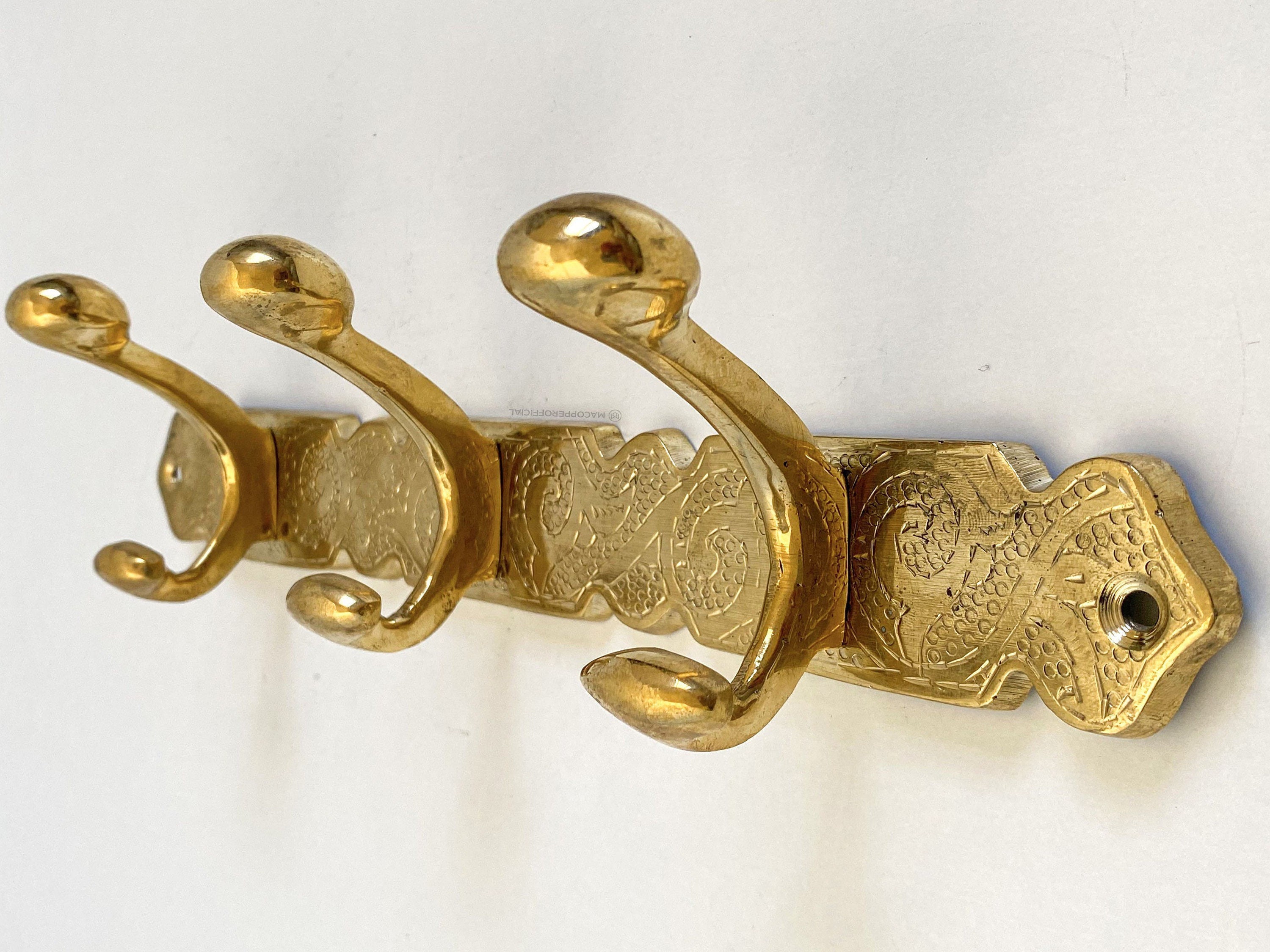 Vintage Brass Coat Rack Wall Mounted Solid Brass Coat Hook Towel Hanger  Brass Hooks Robe Racks Antique Design -  UK