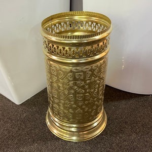 Pattumiera in ottone non laccato, cestino per rifiuti in ottone massiccio, cestino per rifiuti in ottone decorativo per ufficio, cestino per carta straccia, cestino per rifiuti per bagno