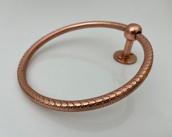 Toallero de cobre para pared de baño, aro grabado, toallero con acabado de cobre, toallero tradicional para cocina.