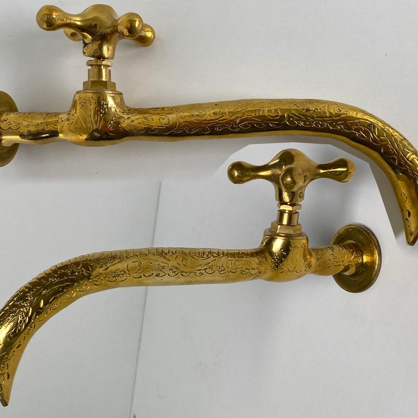 Unlacquered brass wall faucet Solid Brass Cold Water Wall Faucet Single Handle Brass Wall Water Tap Farmhouse Outdoor Wall Brass Faucet