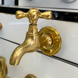 4&quot; Small Wall Faucet, Single Handle Wall Faucet, Brass Cold Water Watertap, Water Spigot, Wall Garden Tap, Wall Mounted Brass Garden faucet
