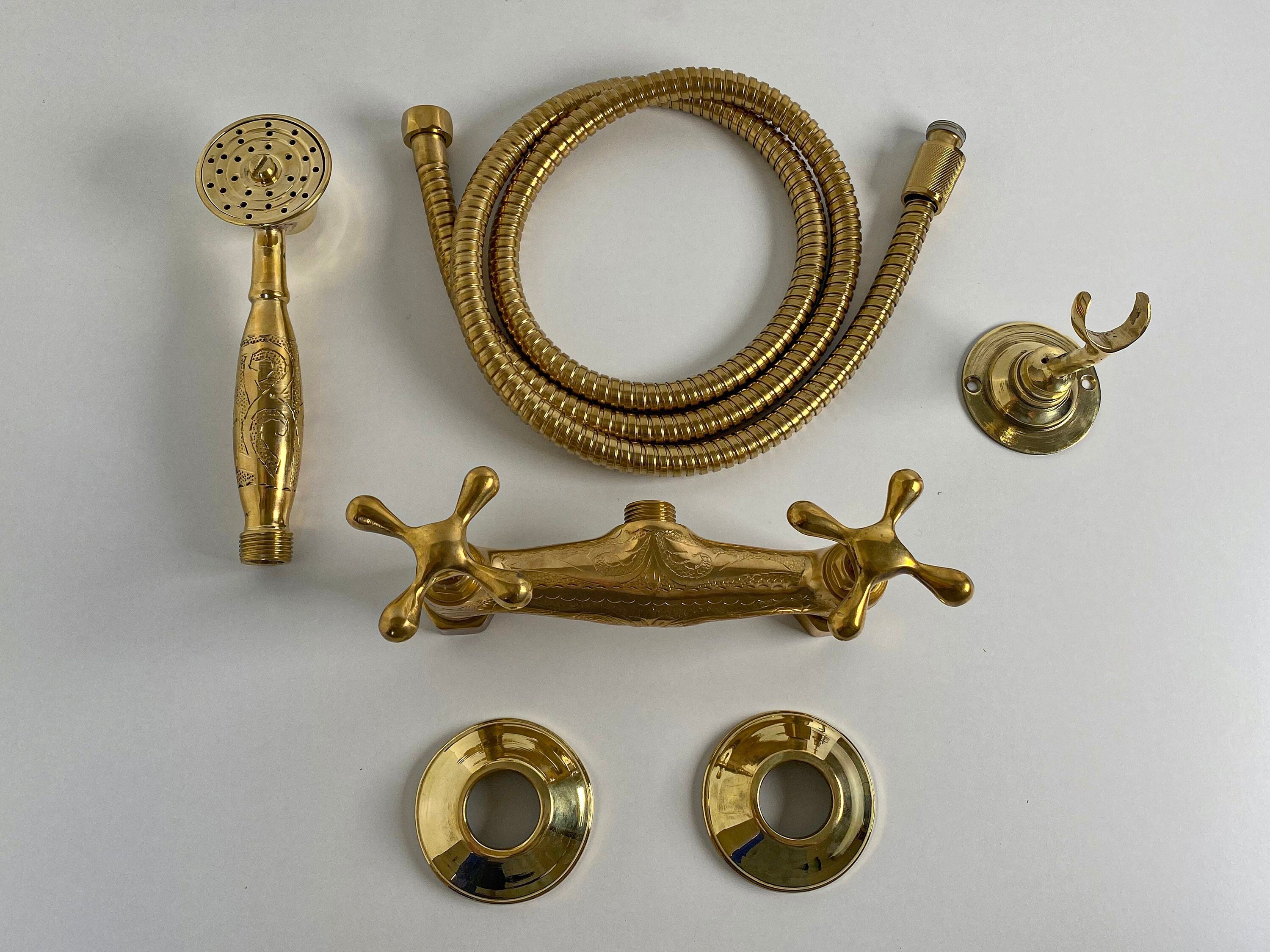 Brass Single Handle Shower System With Handheld Spray Brass Shower Faucet Hand Held Shower Head with Hose Brass Shower (Valve Included)