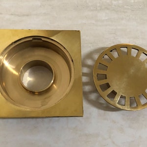 Solid Brass Floor Drain with Removable Cover, Square Bathroom Drain Can be used in Shower, Kitchen, Bathroom, Garage, Basement, Toilet image 2