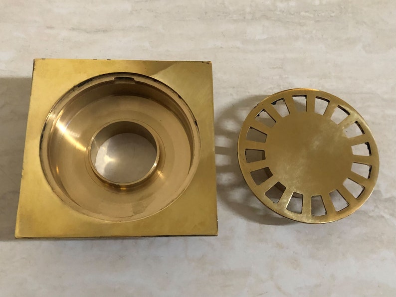 Solid Brass Floor Drain with Removable Cover, Square Bathroom Drain Can be used in Shower, Kitchen, Bathroom, Garage, Basement, Toilet image 2