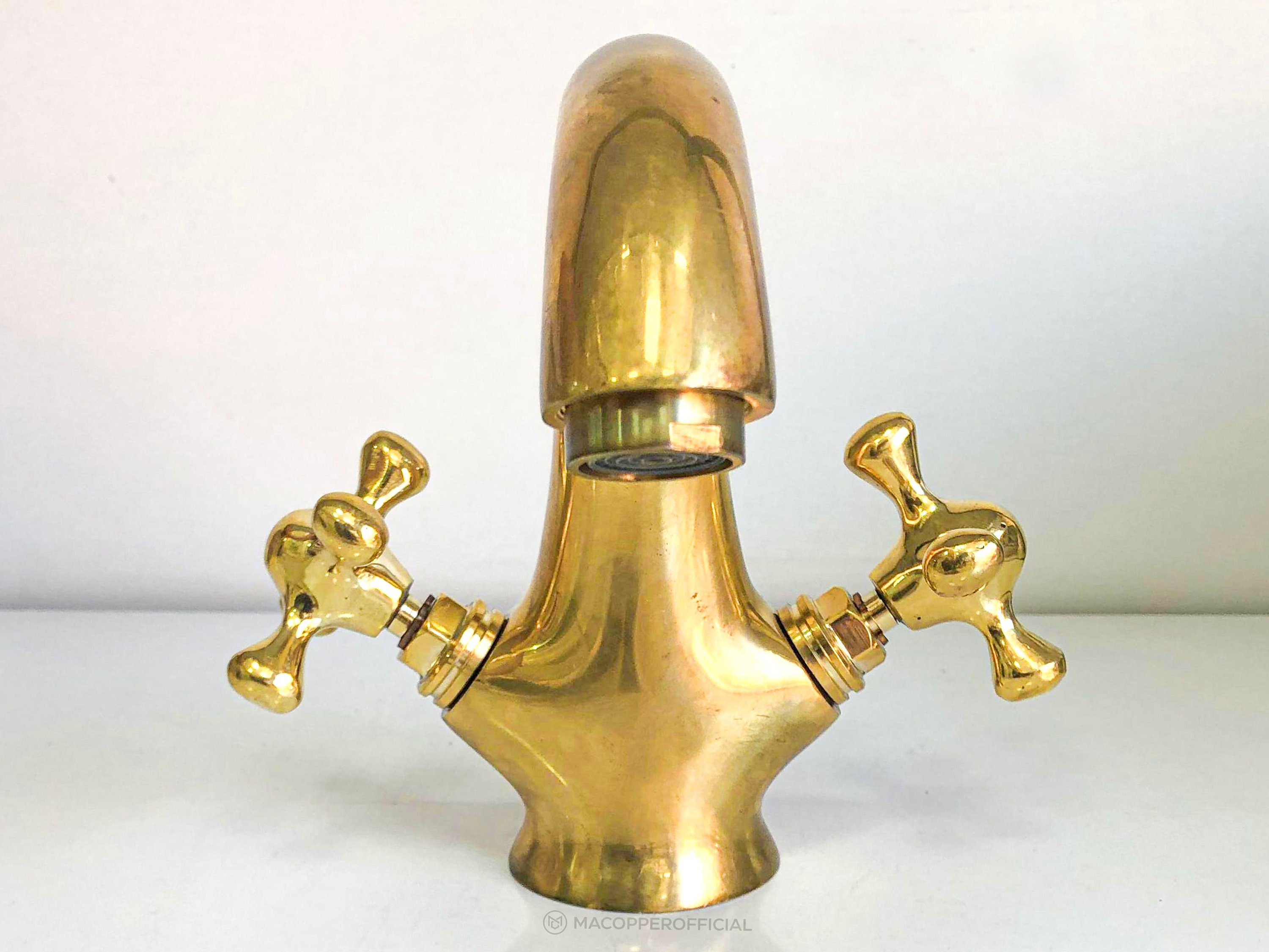 Unlacquered Brass Bathroom Faucet Solid Brass Bathroom Faucet Vanity Faucet With Cross Handles